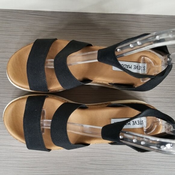 Steve Madden Bandi Platform Wedge Sandal, Black, Womens Sizes 8 M - Picture 10 of 12